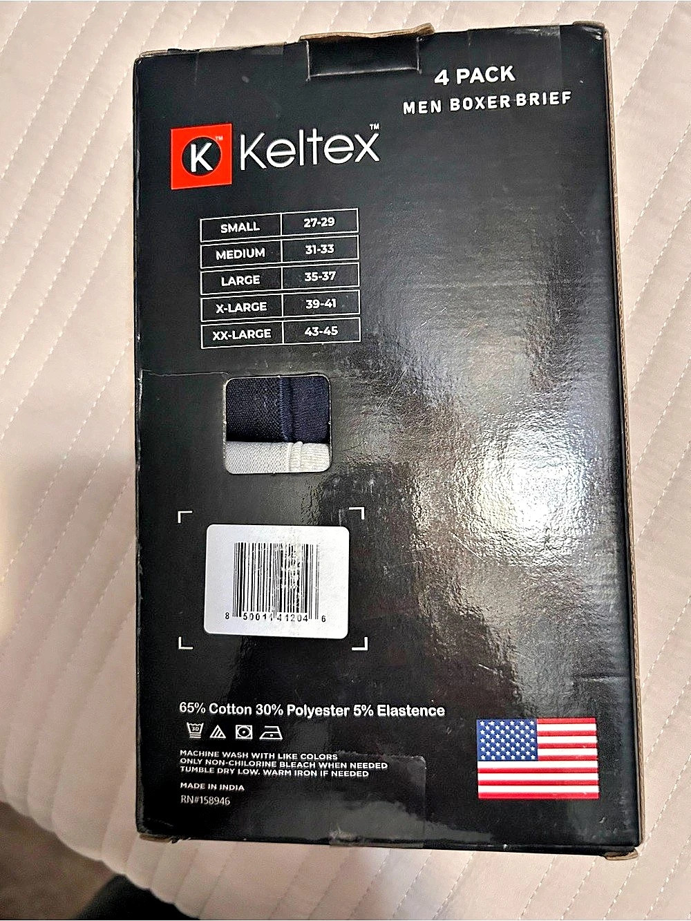Keltex Premium Cotton Spandex Boxer Briefs 4-Pack Boxer Briefs Large NWT